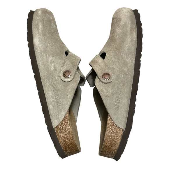 BIRKENSTOCK Taupe Suede Boston Soft Footbed Clog 38 - Picture 3 of 9
